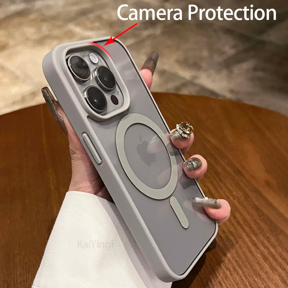 CORES NEUTRAS- Luxury Magsafe Transparent Case For iPhone 16 15 14 13 12 11 Pro XS XR Max Mini Plus Magnetic Wireless Charge Cases Cover