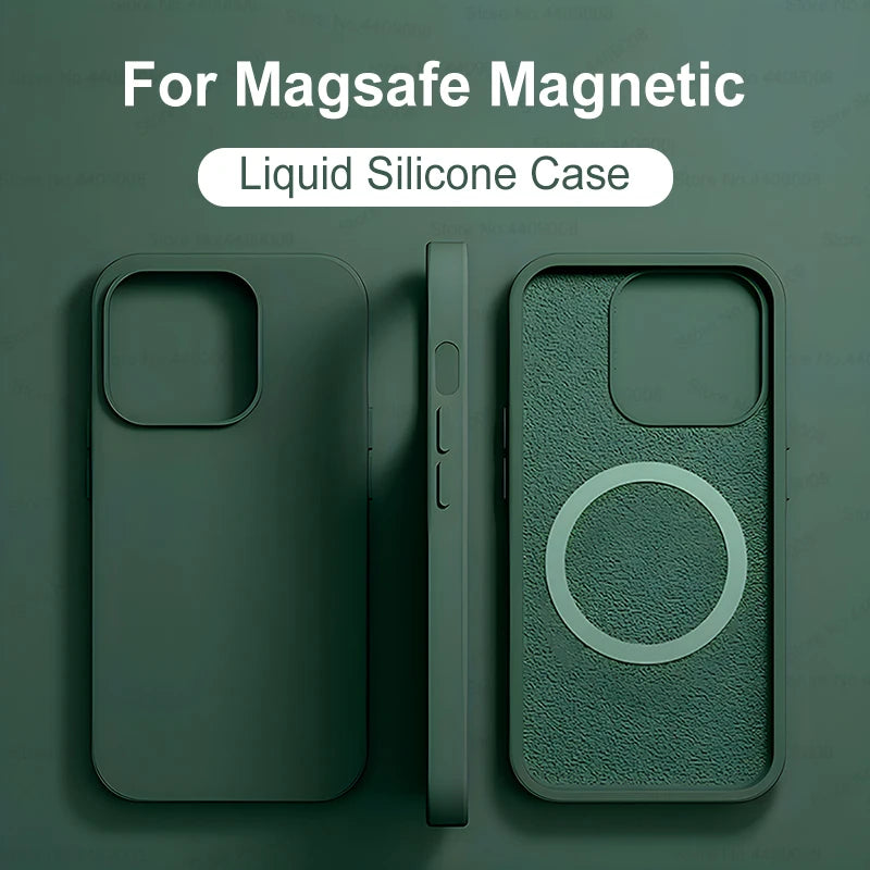 CORES VARIADAS- For Magsafe Wireless Charging Cases For iPhone 15 11 14 13 12 Pro Max Plus Liquid Silicone Magnetic Soft Cover Phone Accessories